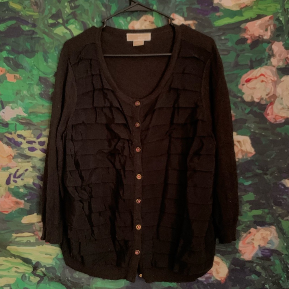 Michael Kors Black Ruffle Cardigan